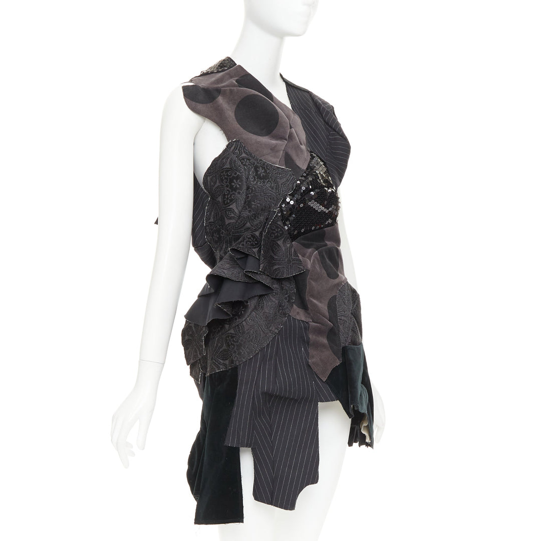 rare COMME DES GARCONS 2009 Runway black patchwork mini skirt