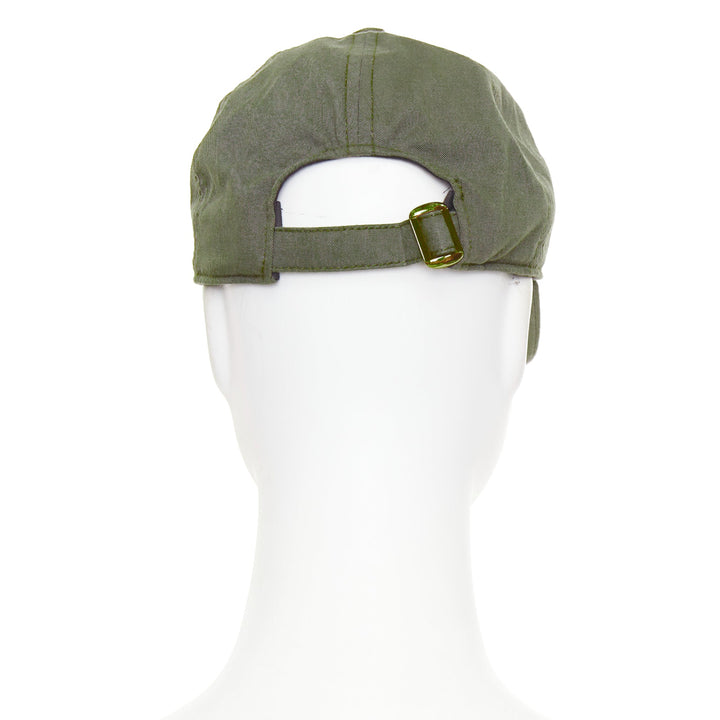 CELINE Sulky olive green cotton white carriage logo baseball cap hat 59cm