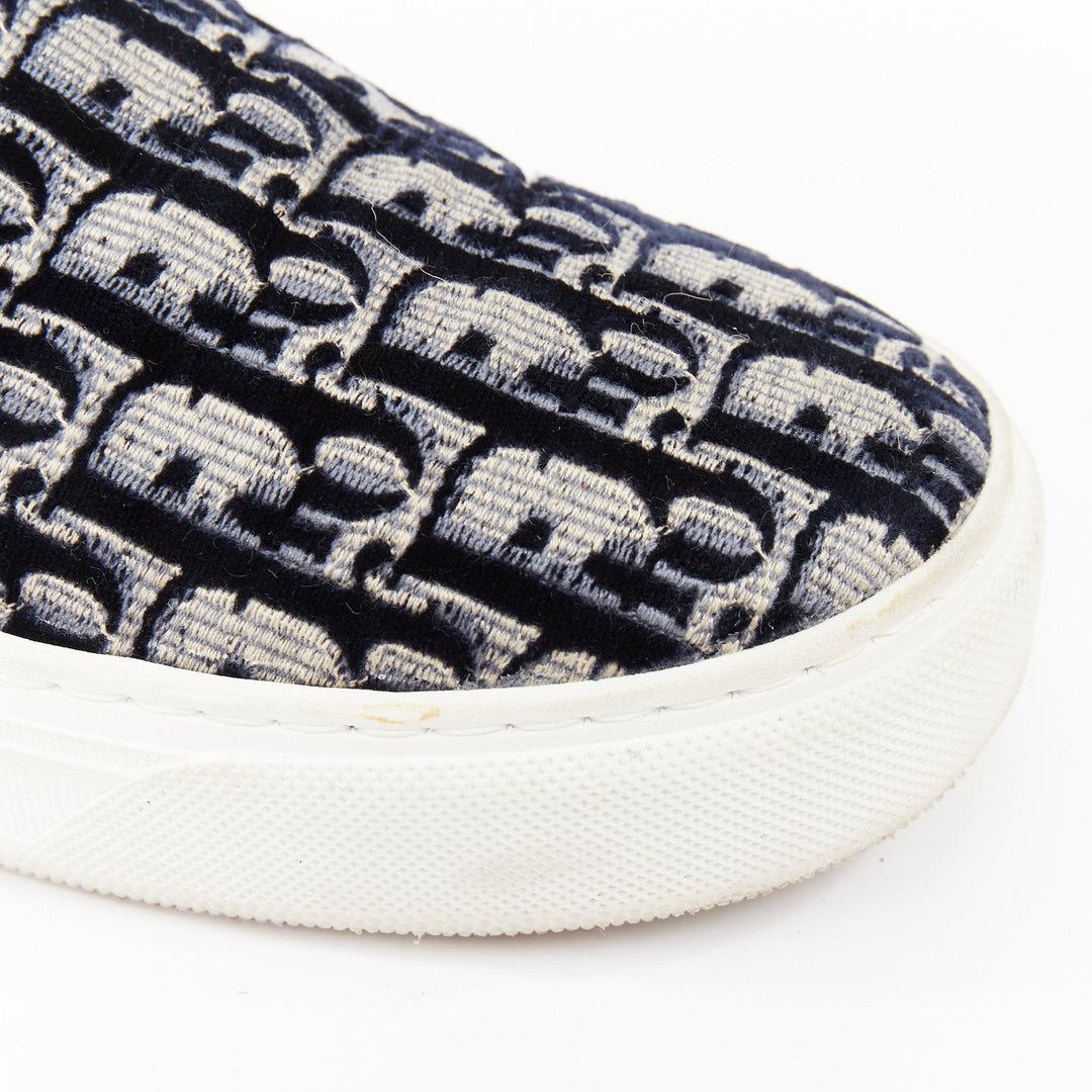 CHRISTIAN DIOR 2021 Solar deep blue velvet embroidered Oblique sneaker EU37.5