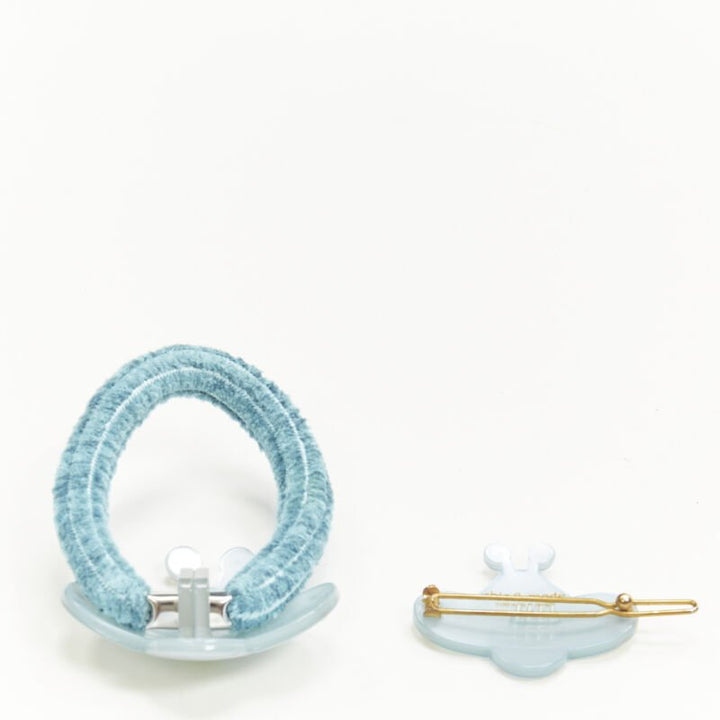 CHIC & MODE Alexandre Zouari crystal bee blue acrylic hair band clip X2