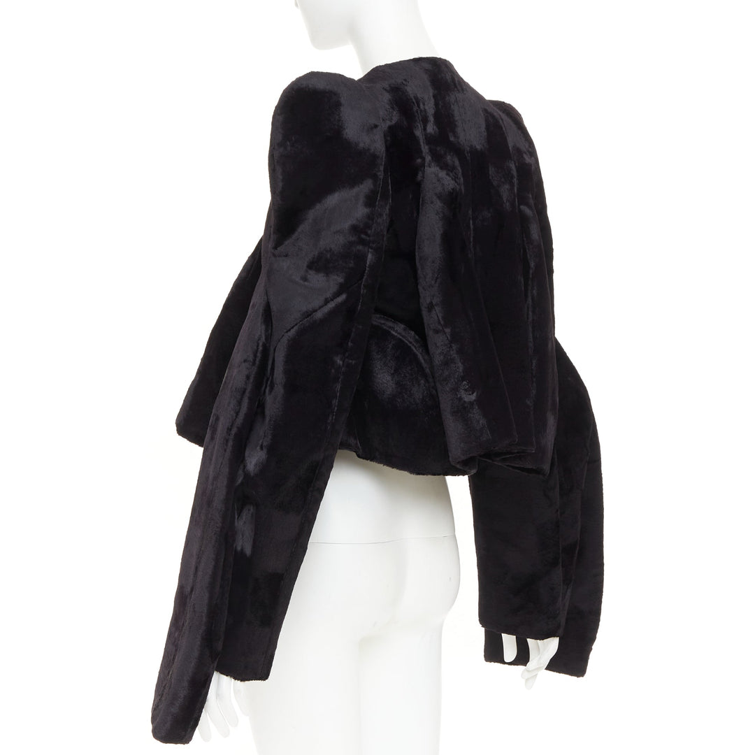 rare COMME DES GARCONS 2019 Runway velvet checkered 4 sleeves 3D cut jacket XS