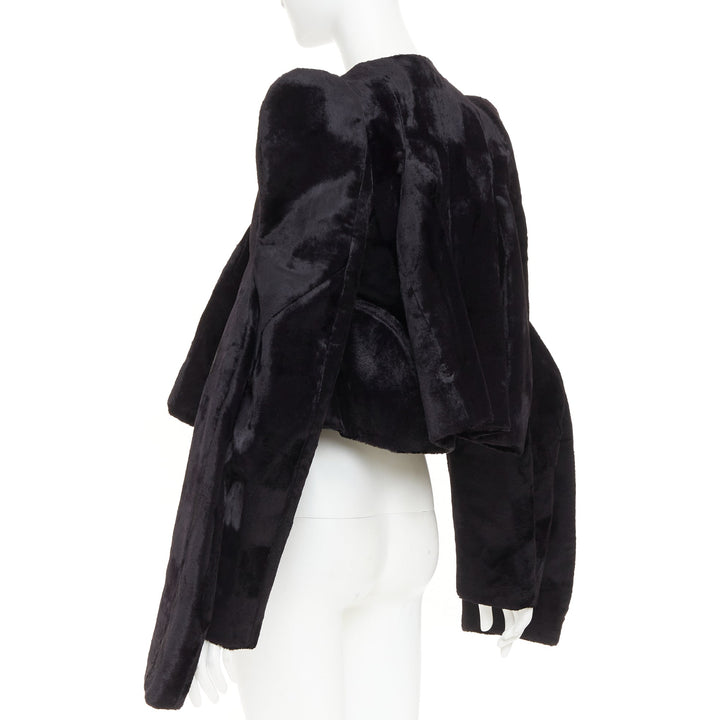rare COMME DES GARCONS 2019 Runway velvet checkered 4 sleeves 3D cut jacket XS