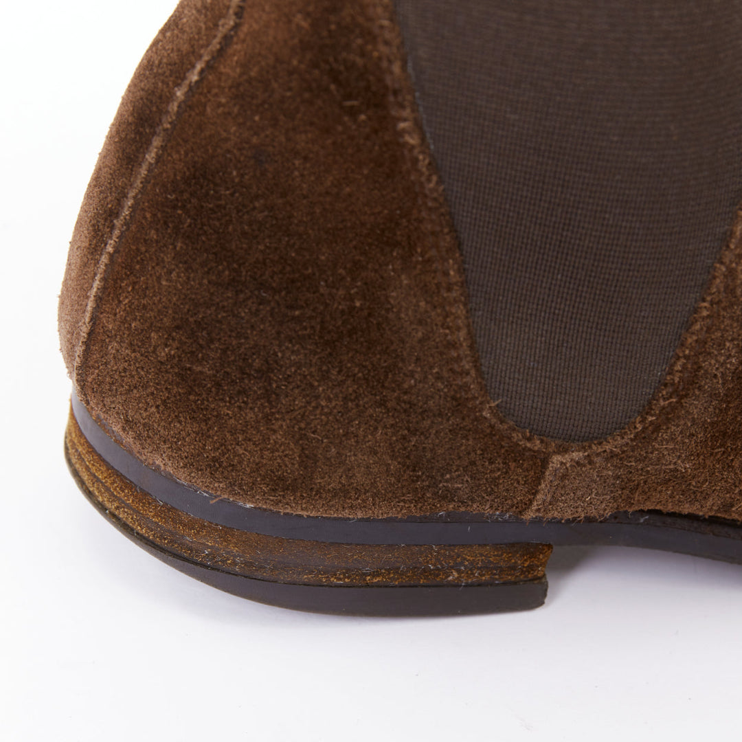 CROCKETT & JONES Chelsea dark brown repello suede almond ankle boot UK6.5 EU40.5