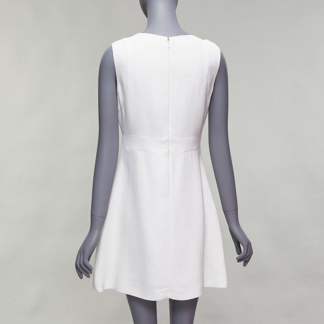 MIU MIU 2014 white viscose lace front front pleats shift dress IT42 M