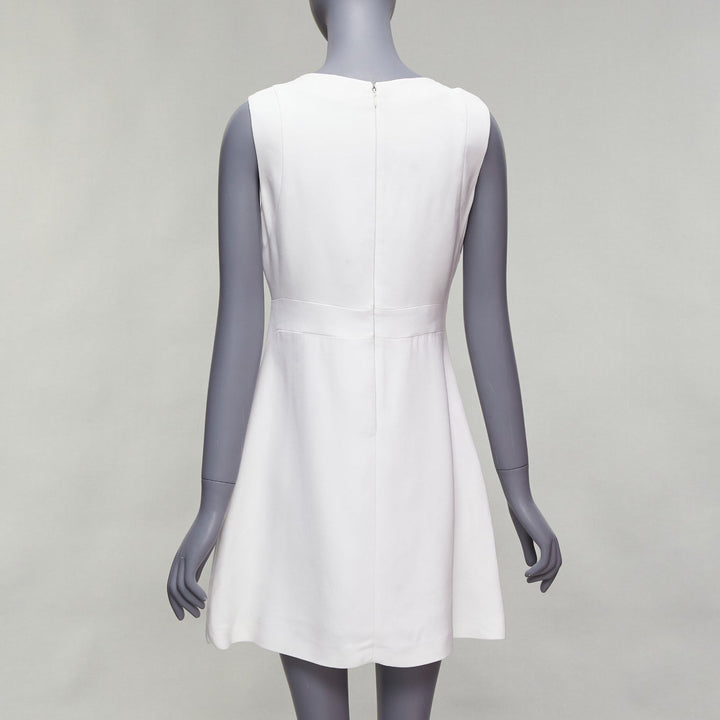 MIU MIU 2014 white viscose lace front front pleats shift dress IT42 M