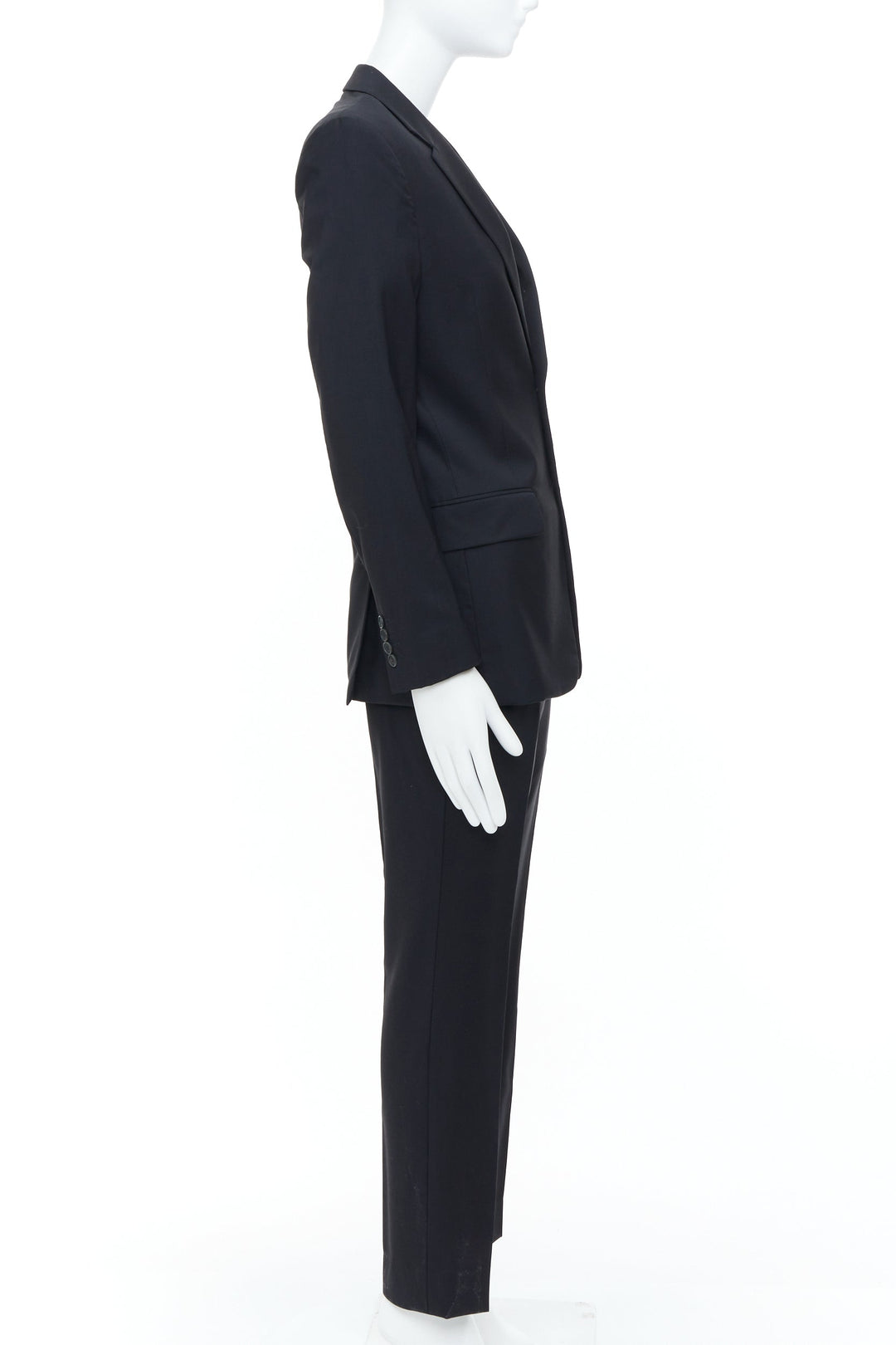 GIVENCHY black virgin wool two button single breasted tailored pant suit FR46 S