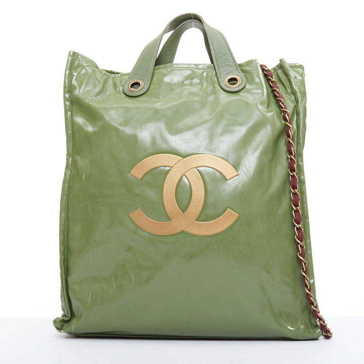 CHANEL 2011 Harrods Limited Edition Cabas green PVC North South Shopper bag