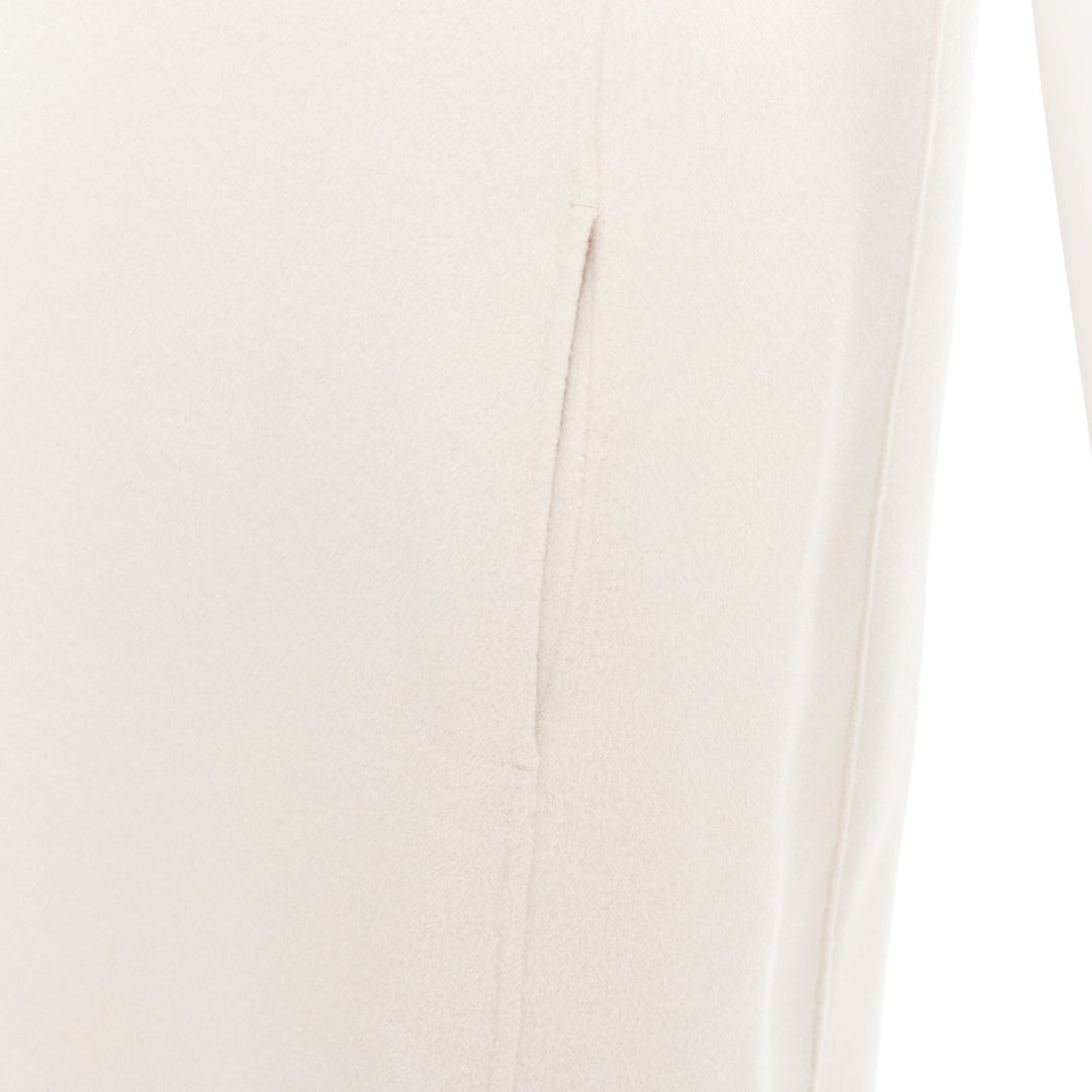 MAX MARA S' light grey virgin wool angora snap button collar dress IT34 XXS