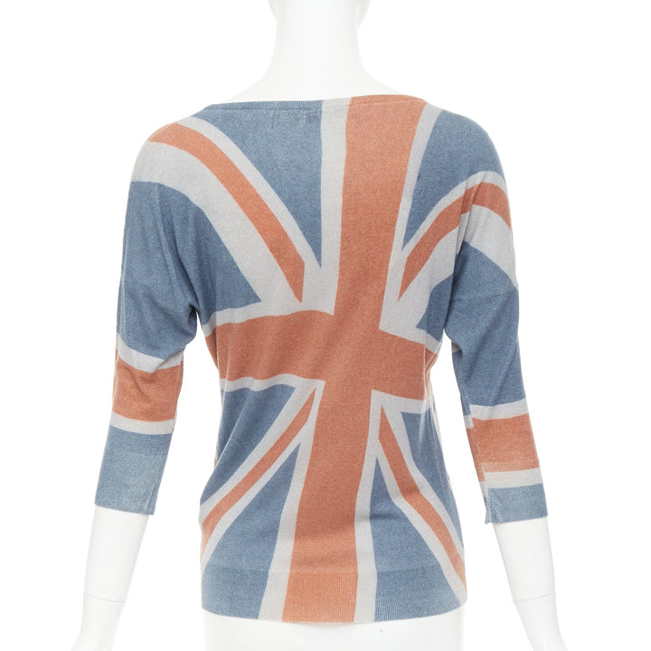 ALEXANDER MCQUEEN 2008 Queen Elizabeth Portrait Union Jack cashmere sweater S