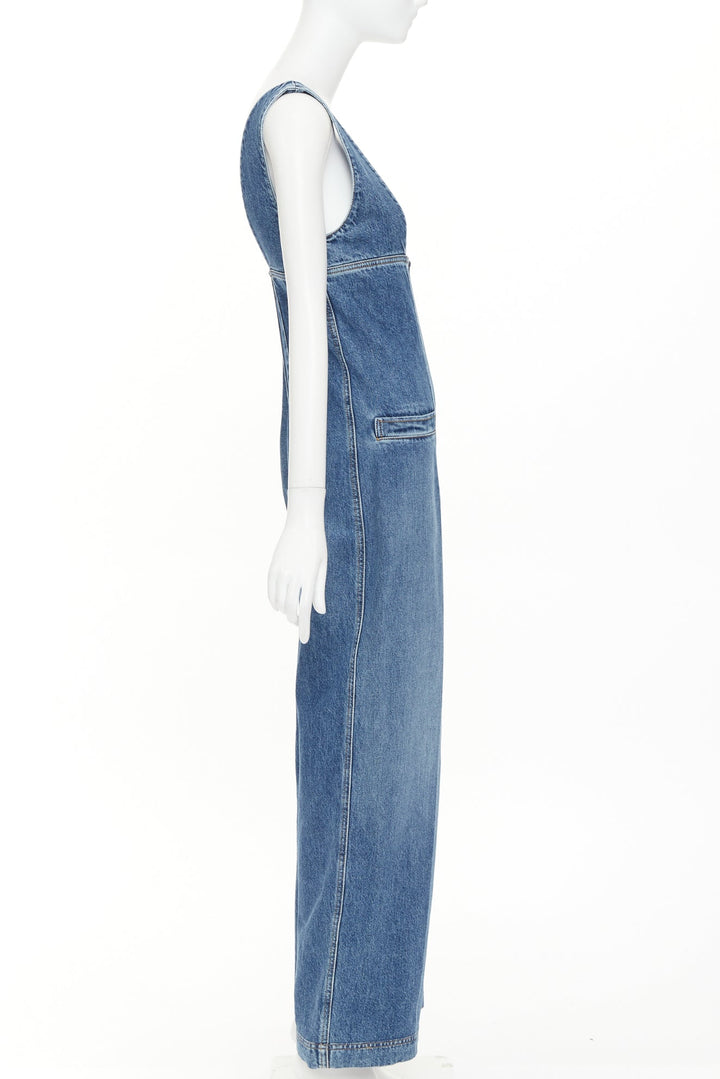PHILOSOPHY DI LORENZO SERAFINI low cut zip front corset denim wide jumpsuit IT38