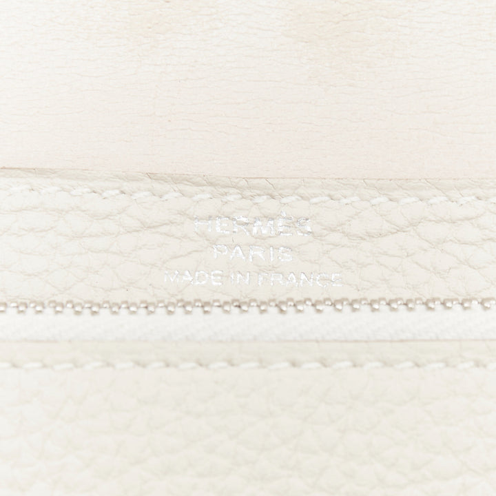 HERMES Dugon Duo cream togo leather SHW loop through coin purse