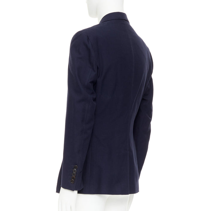 GUCCI navy cotton slim lapels vent half lined single breast blazer IT52 XL