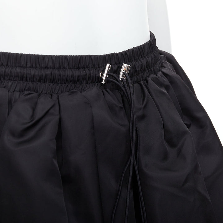 DAVID KOMA black nylon bubble silver drawstring puffball skirt UK6 XS