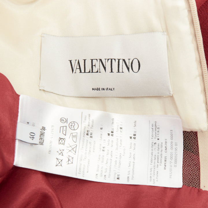 VALENTINO 2013 Runway red beige colorblock sheer chest panel maxi dress IT40 S