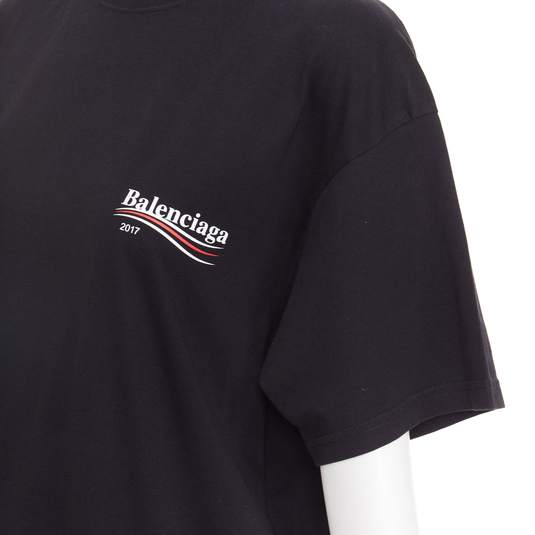 BALENCIAGA Demna 2017 black Polical Campaign logo crew neck oversized tshirt S