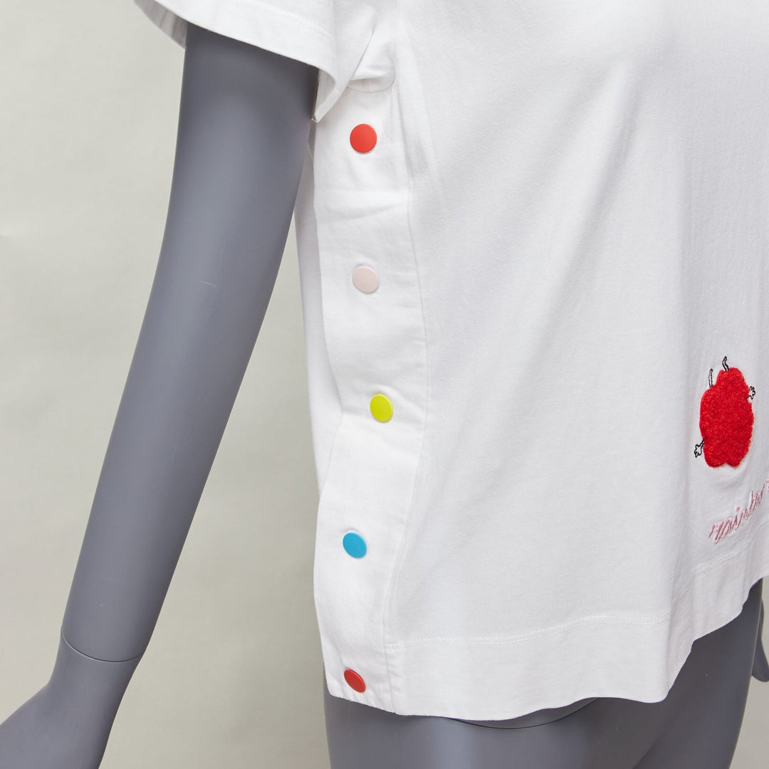 MIRA MIKATI Rainbow TRibe tufted sheep button side short sleeve tshirt FR34 XS