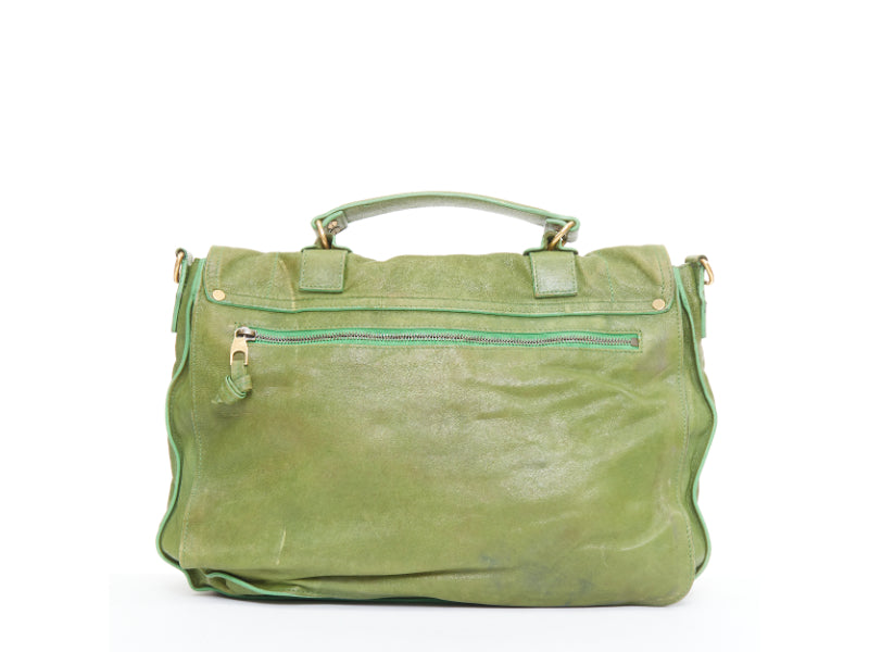 PROENZA SCHOULER PS1 moss green leather gold hardware satchel crossbody bag