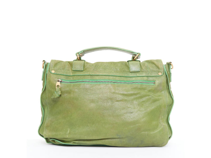 PROENZA SCHOULER PS1 moss green leather gold hardware satchel crossbody bag