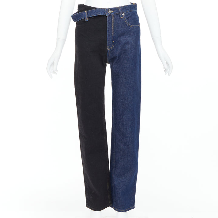 MAISON MARGIELA Two Tone side belt blue black bicolor pants FR36 S