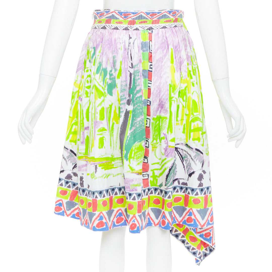 PRADA 2018 Runway Lisbon postcard print abstract geometric wrap skirt IT36 S