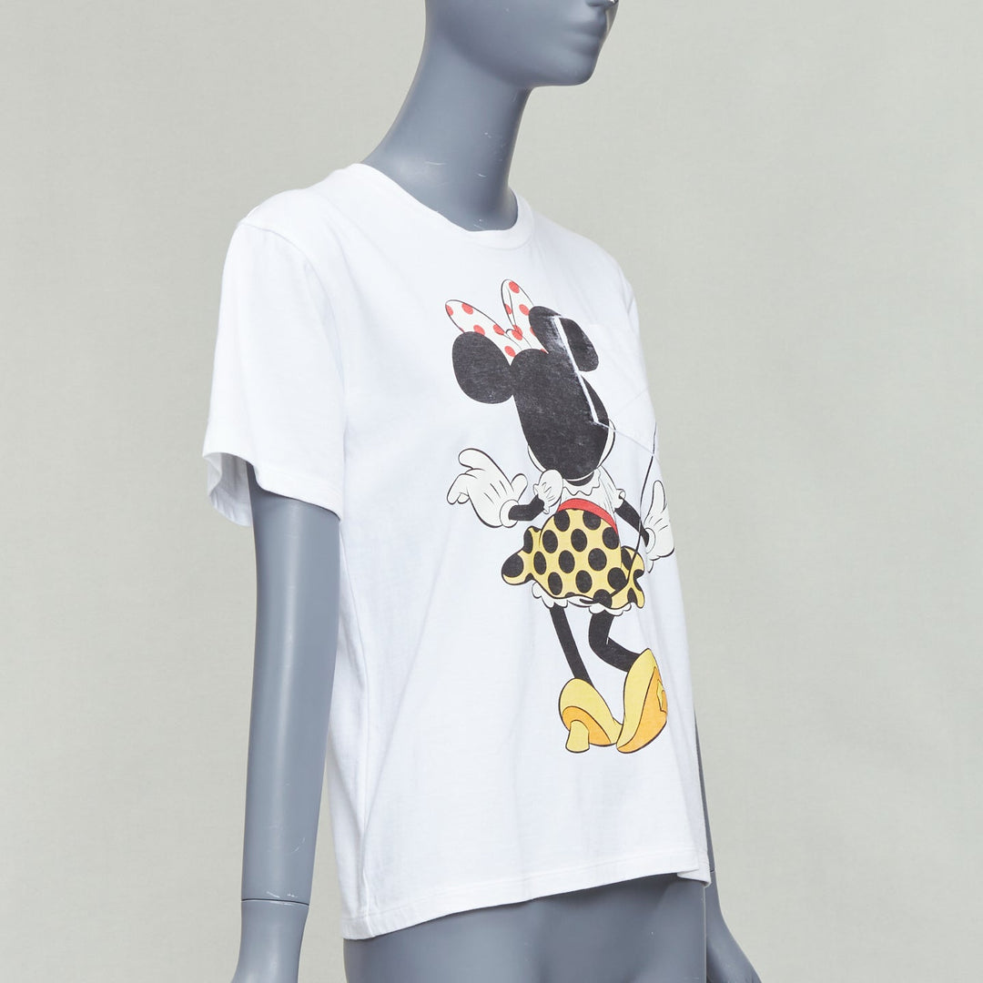 VICTORIA BECKHAM Minnie Mouse print white cotton tshirt UK2 XXS