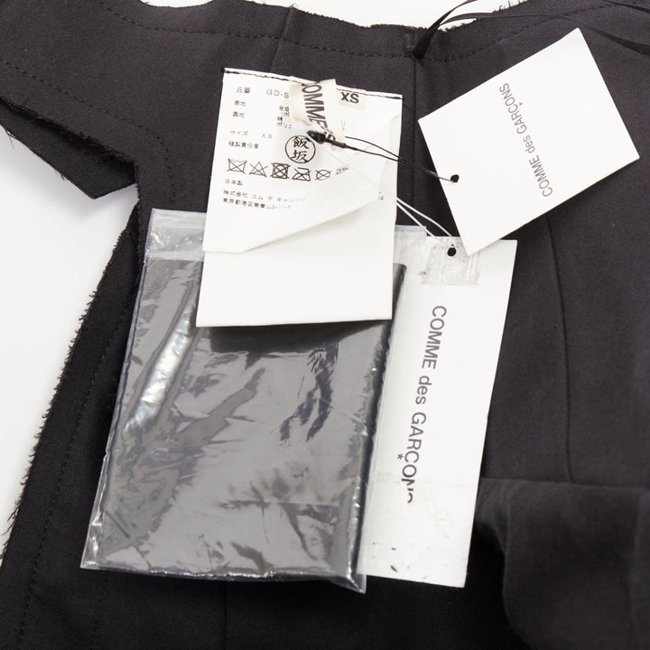 rare COMME DES GARCONS 2019 Runway black pleather cutout chaps pannier skirt M