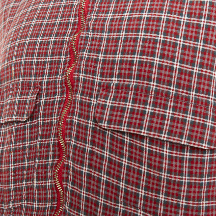 UNDERCOVER red green grey plaid check wool rib zip bomber shirt JP4 XL