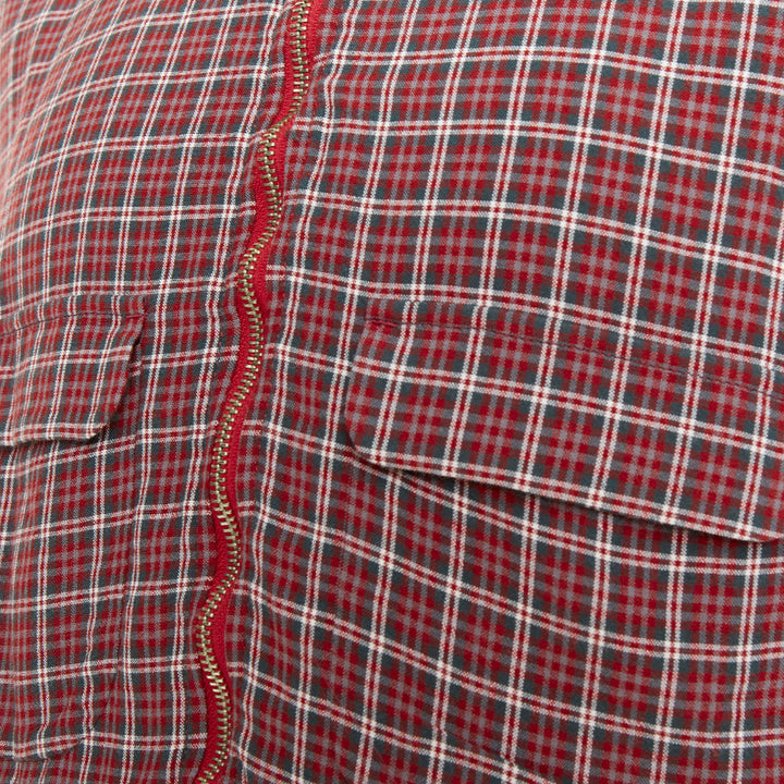 UNDERCOVER red green grey plaid check wool rib zip bomber shirt JP4 XL