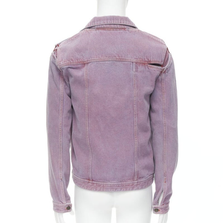 Y PROJECT purple dyed blue denim transformable 2-in-1 denim jacket EU46 S