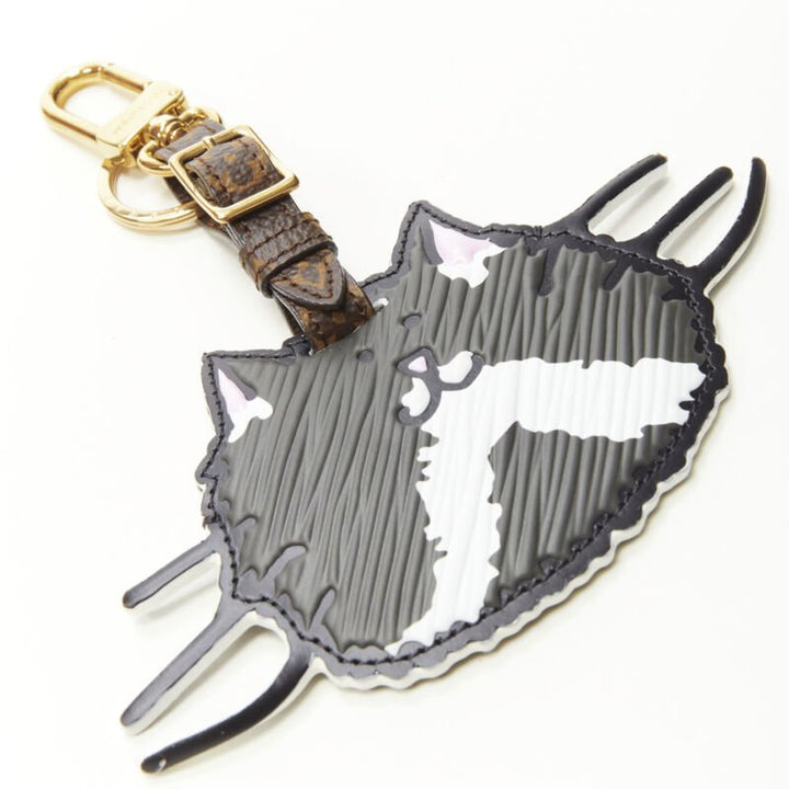rare LOUIS VUITTON Grace Coddingtom Catogram grey epi cat bag charm key holder