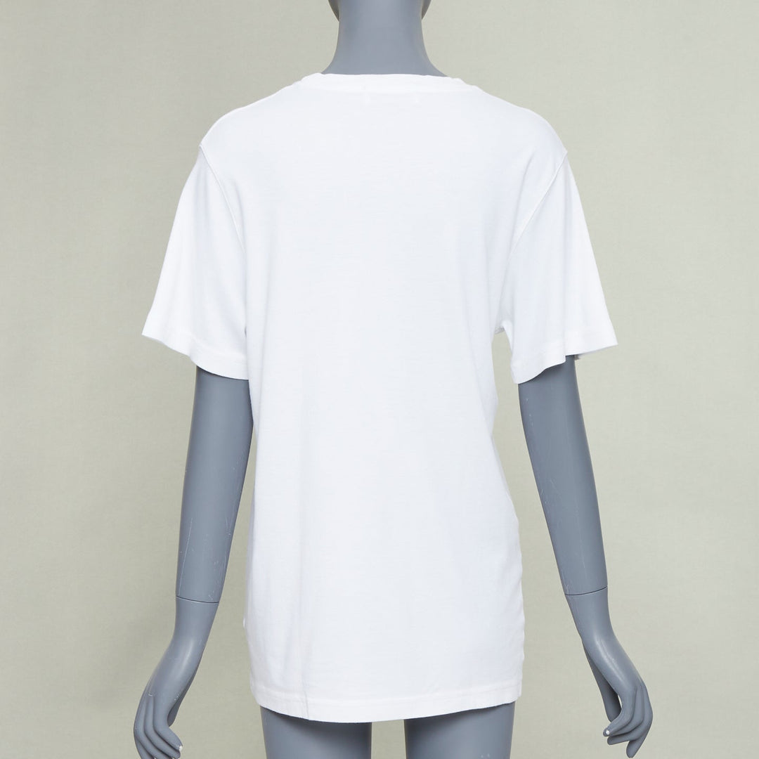 MONSE Cursive Rope white cotton modal navy logo print crew relaexed tshirt XS