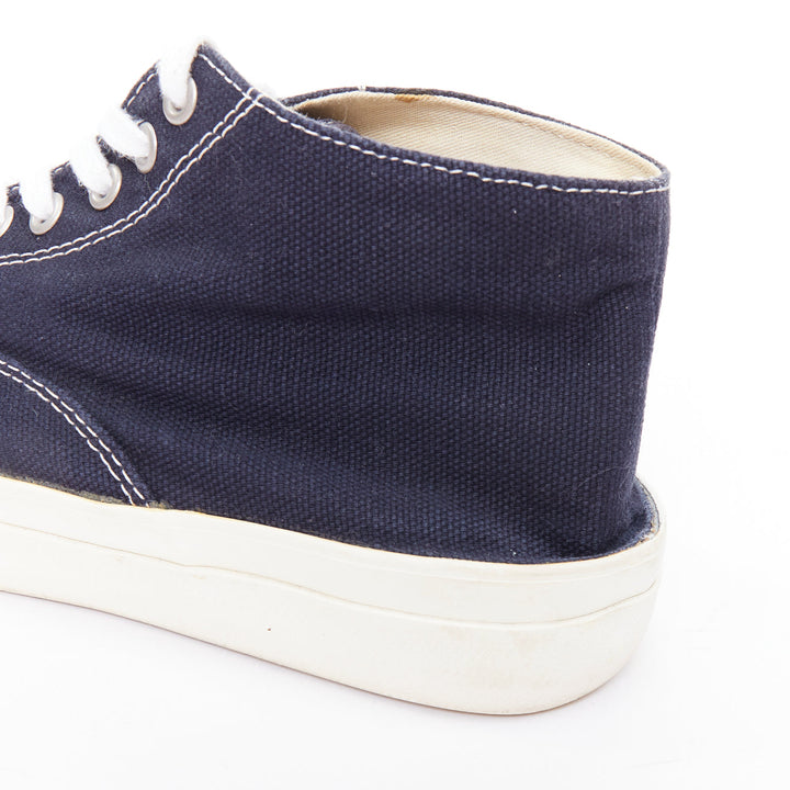 COMME DES GARCONS Homme navy canvas mid top skate sneakers EU39