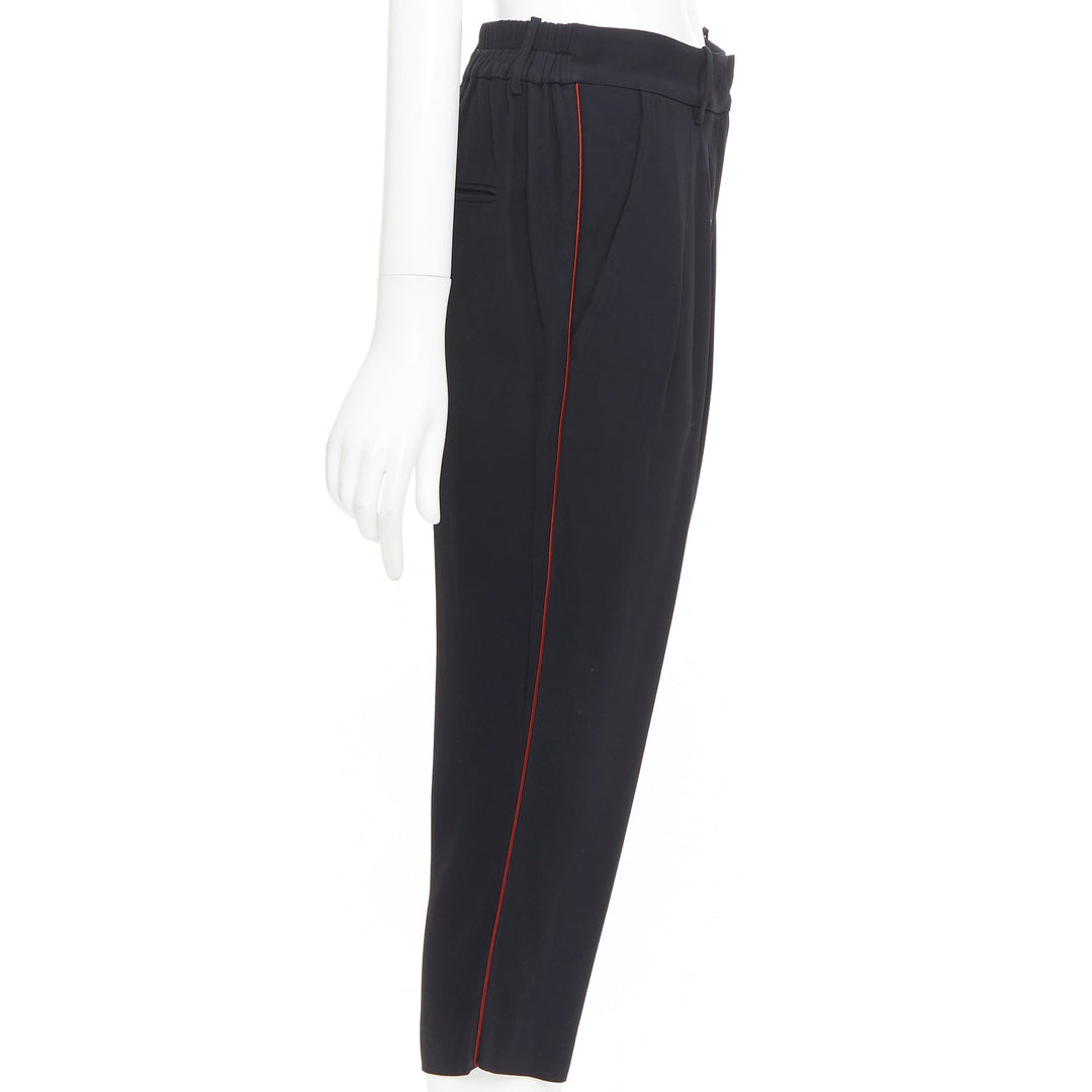 ISABEL MARANT black red piping pleated straight cut capri pants FR36 S