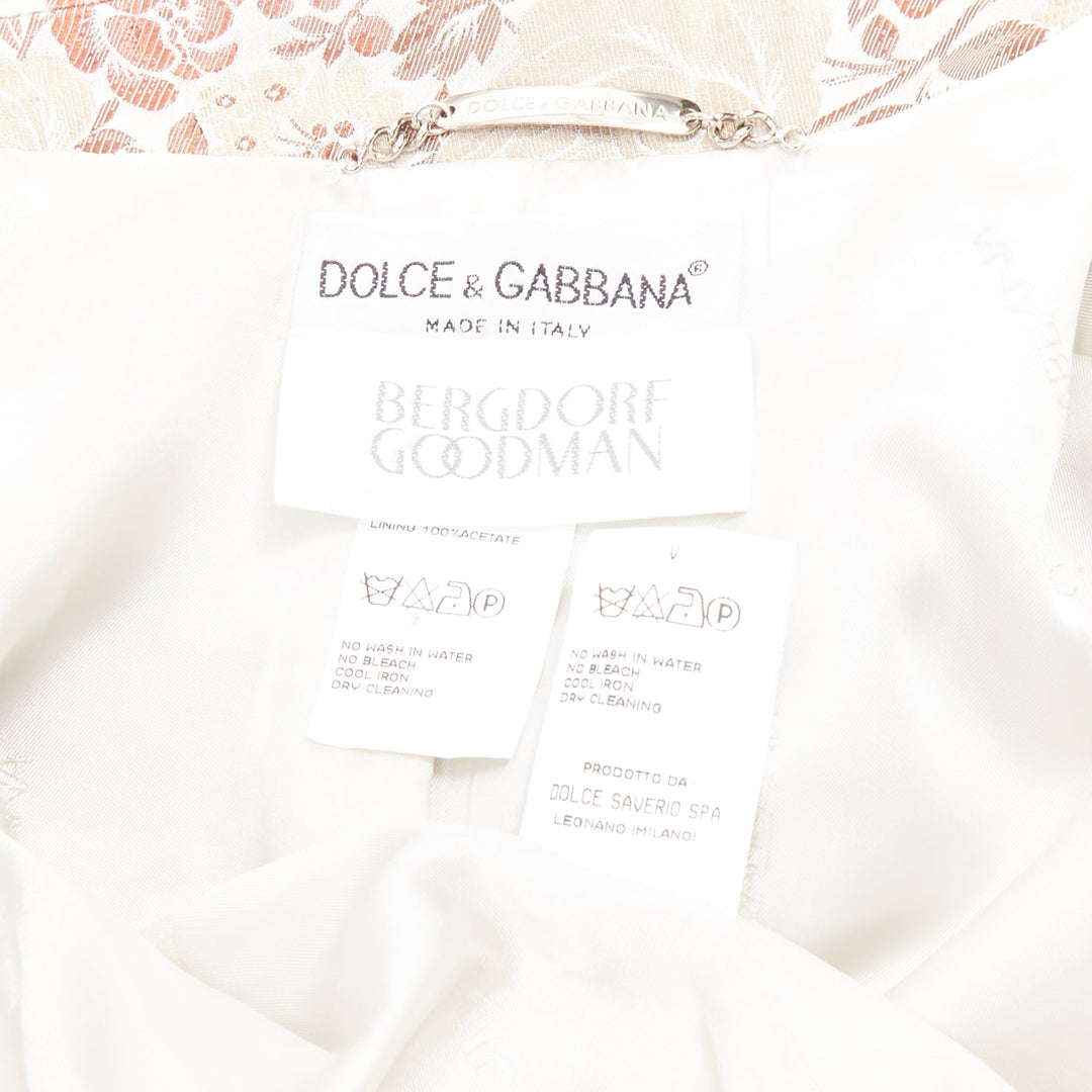 DOLCE GABBANA Vintage 1990s floral jacquard cropped blazer jacket IT38 XS