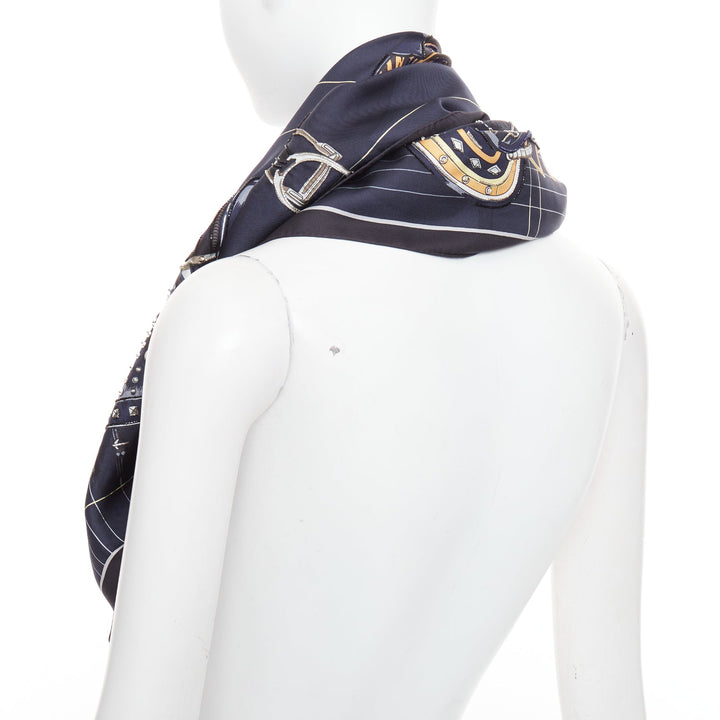 HERMES 2025 Tous en Selle embroidered scarf 90cm 100% silk applique beaded scarf