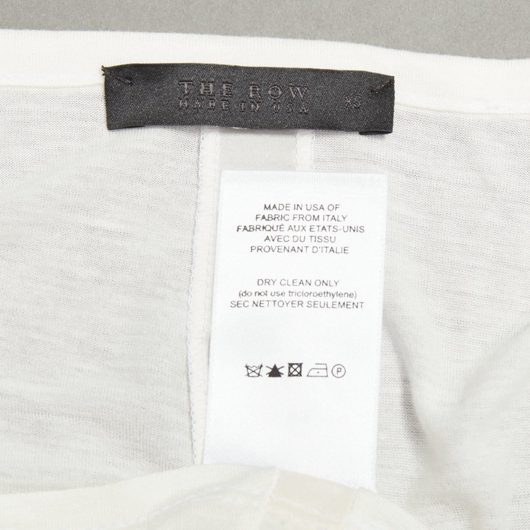 THE ROW cream viscose silk trim scoop neck soft relaxed tshirt XS