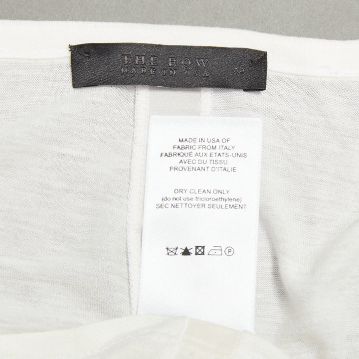 THE ROW cream viscose silk trim scoop neck soft relaxed tshirt XS