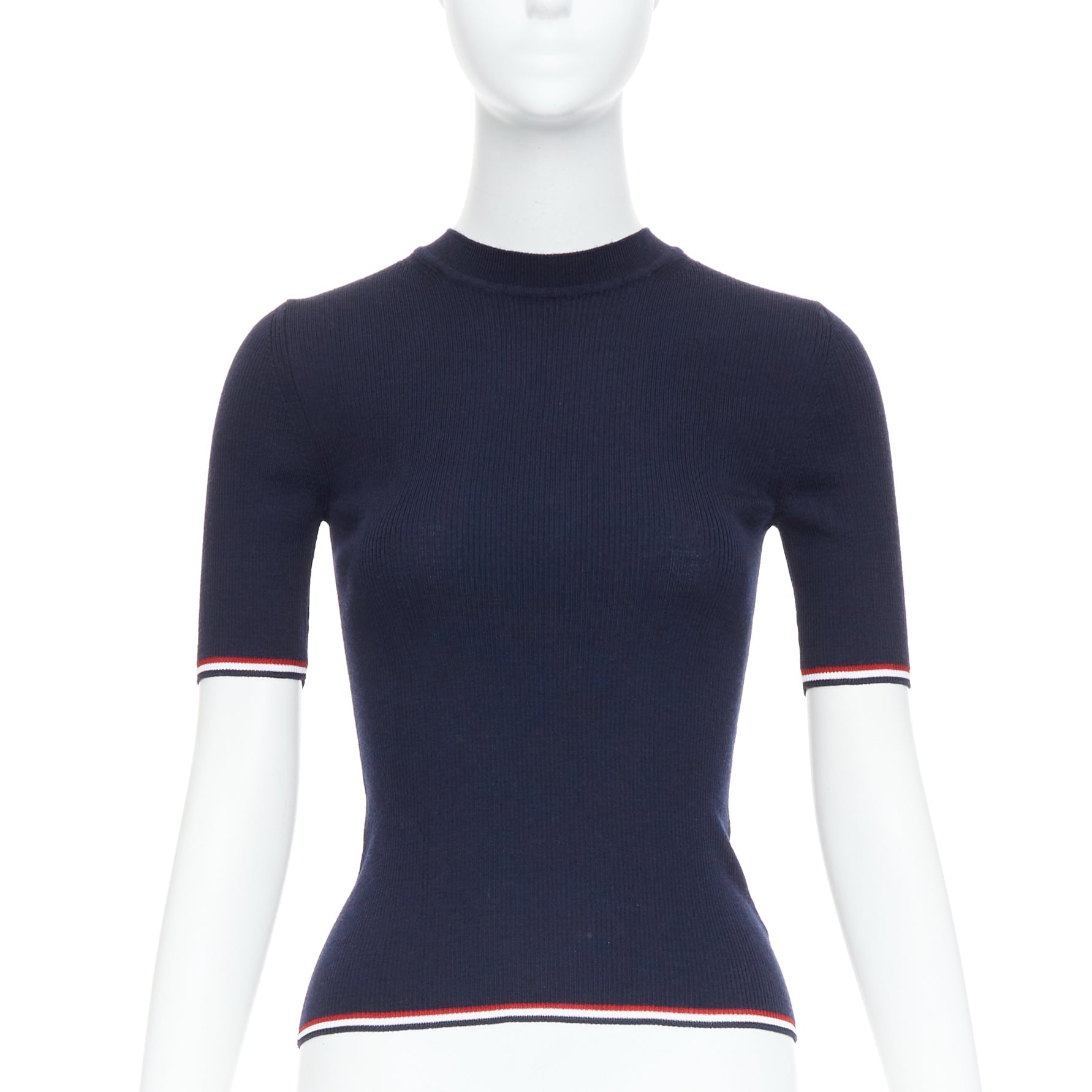 Thom browne 半袖ニット 36 Thom Browne - Navy Women Casual Top | JHROP Preloved Luxury