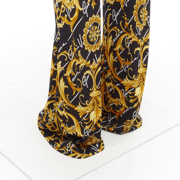 VERSACE 2020 Runway Gianni Signature Medusa Barocco gold flare pants IT42 M