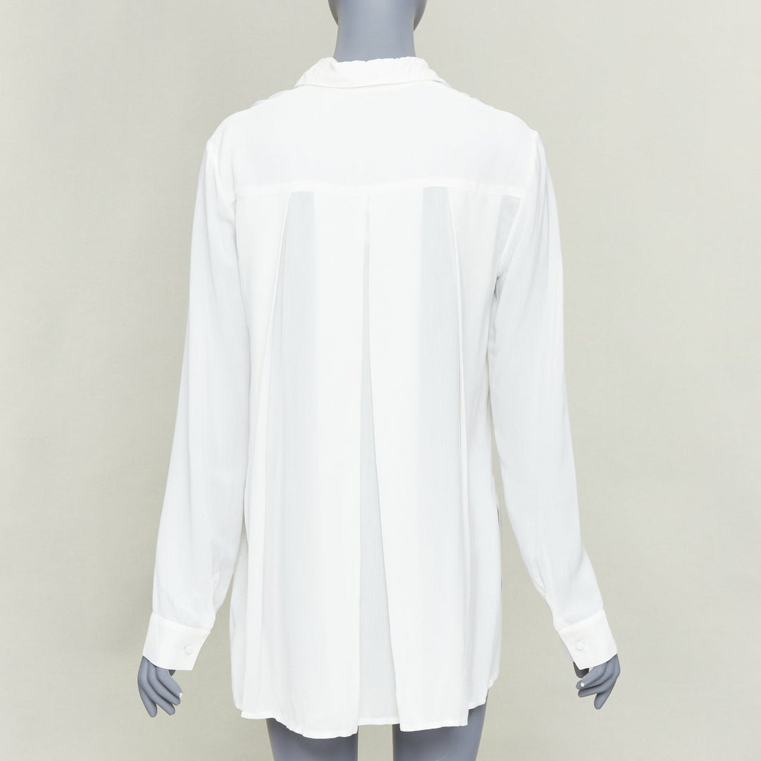 THE ROW Carlton Pleated Back Fluid Crepe white viscose long sleeve shirt XS