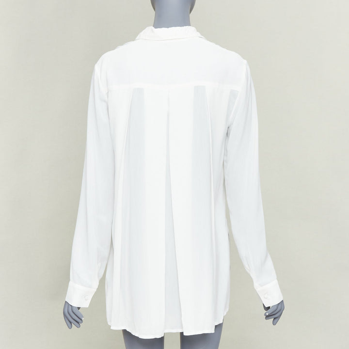 THE ROW Carlton Pleated Back Fluid Crepe white viscose long sleeve shirt XS