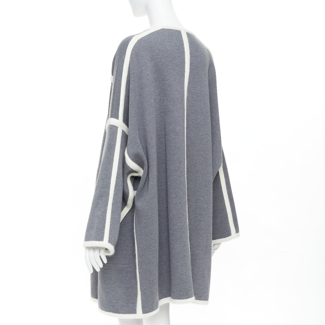 CHLOE 2014 Runway anthracite cage virgin wool angora cape coat S