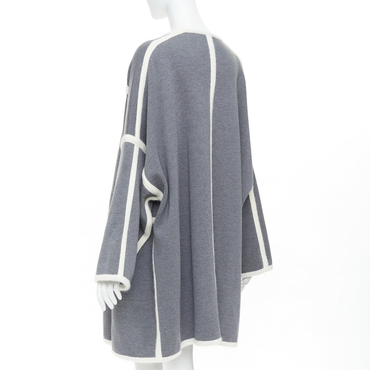 CHLOE 2014 Runway anthracite cage virgin wool angora cape coat S