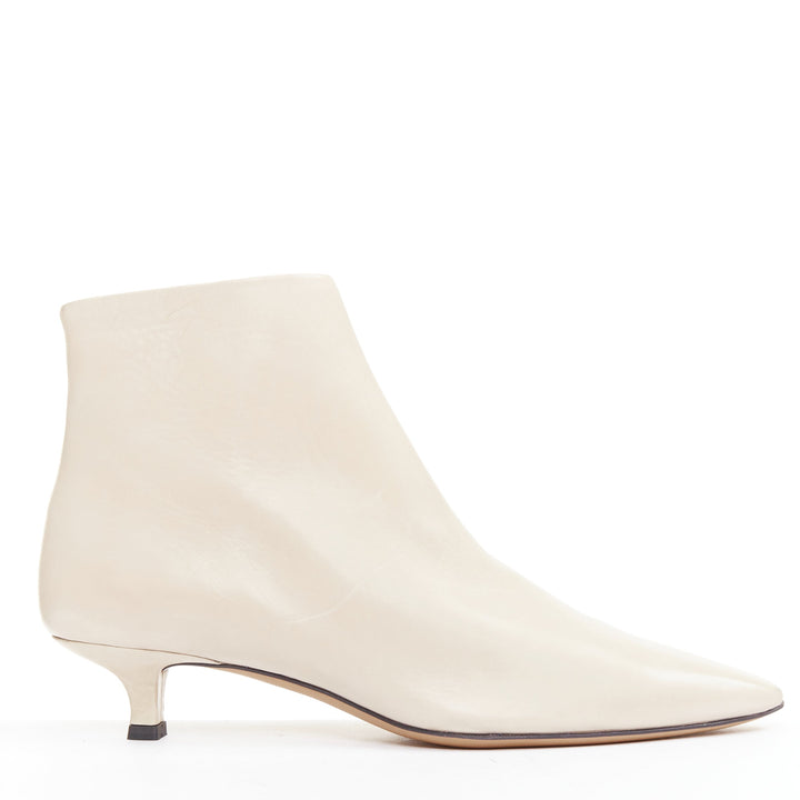 THE ROW Coco cream coal soft calfskin ankle kitten heel ankle boots EU37