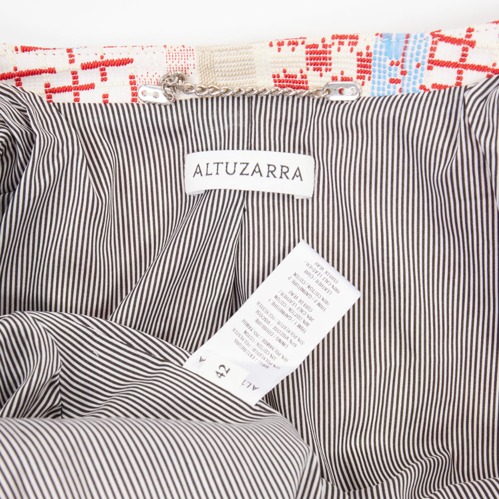 ALTUZARRA 2016 Runway Ghianda geometric check weave pompom jacket FR42 L