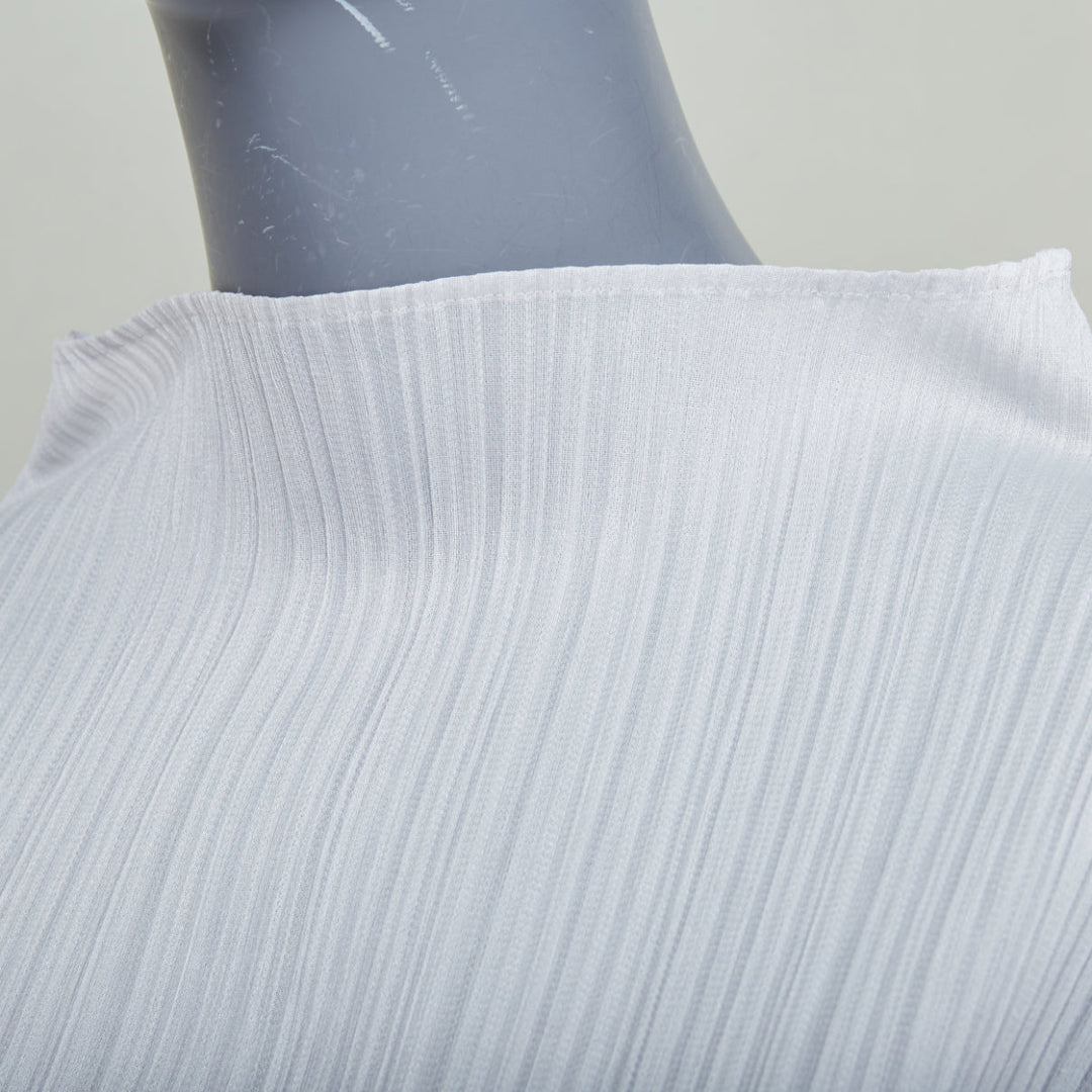 ISSEY MIYAKE Pleats Please grey plisse angular mock neck top JP3 L