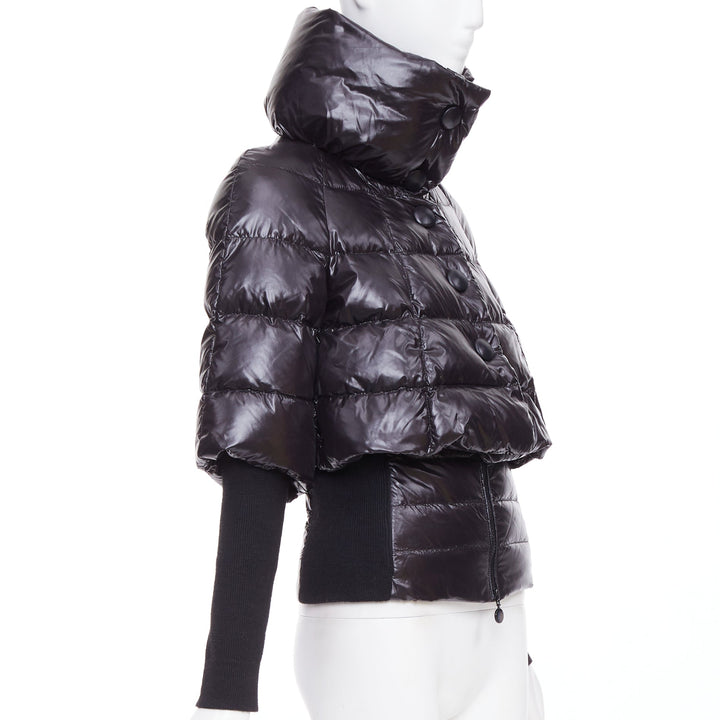 MONCLER Norme Afnor G32-003 black nylon layered high neck puffer jacket Sz.0 XS