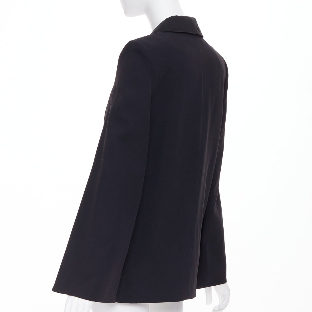 VICTORIA BECKHAM No.13 Runway black silk wool blend cape jacket UK8 S
