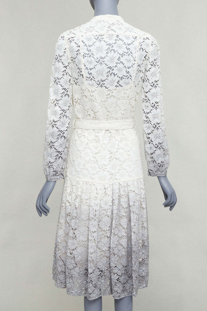 rare BURBERRY PRORSUM 2014 cream grey ombre lace dress IT38 XS Olivia Palermo