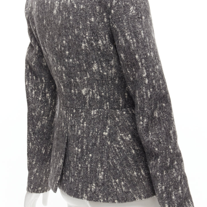 BALENCIAGA Ghesquiere 2009 grey white speckled fitted blazer jacket FR38 M